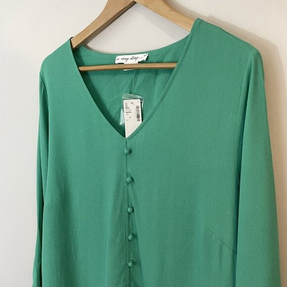 Flutter Sleeve Top Sz X Kelly Green Blouse Shirt Lightweight NWT In Every Story - Picture 2 of 11